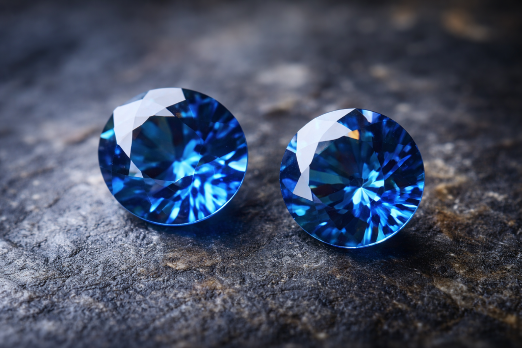 natural blue sapphire round cut gemstone